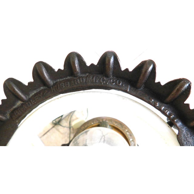 Gold Antique C1887 Bradley & Hubbard Milk Glass Cast Iron Hanging Lantern Electrified Lamp For Sale - Image 8 of 15