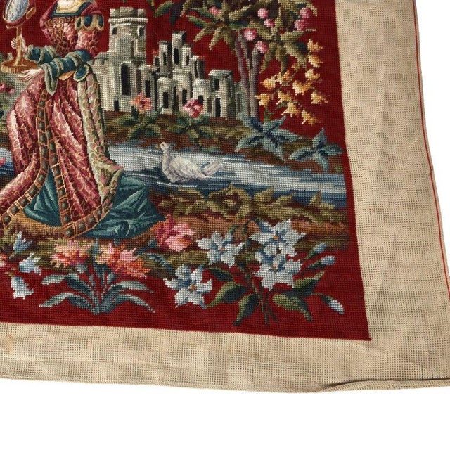 Antique Louis XIII Scenic Pictorial Needlepoint Tapestry C1930 For Sale - Image 4 of 12