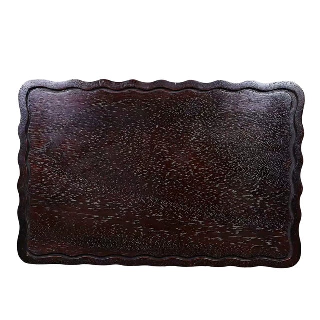 1990s 1990s Chinese Zitan Wood Tray With Mother-of-Pearl Deer and Crane Inlay For Sale - Image 5 of 7