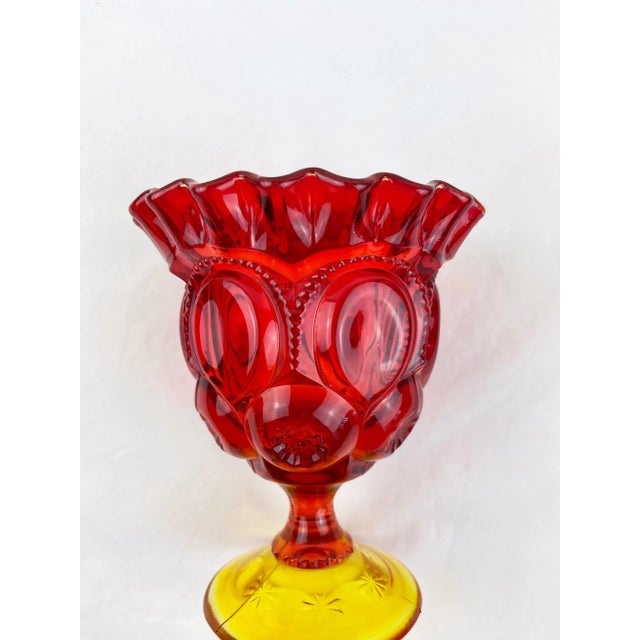 Glass 1950s l.e. Smith Moon and Star Amberina Red Open Compote Dish For Sale - Image 7 of 8