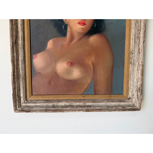 1960’s Vintage Female Nude Portrait Oil Painting on Canvas – Framed For Sale - Image 10 of 12