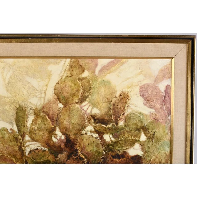 Mid Century Modern Oil Painting Plant Cactus Landscape Succulent Art For Sale - Image 4 of 13