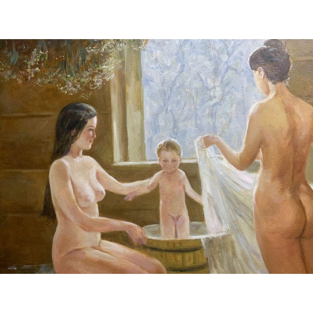 2010s Oil Painting in the Bath Viktor Mikhailichenko For Sale - Image 5 of 11