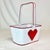 1970s Vintage Art Deco Boho Chic Tole & Ribbon Valentine Heart Basket. For Sale - Image 4 of 9