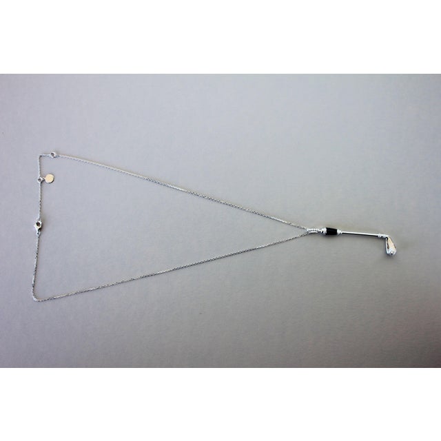 Contemporary Diamond Black Onyx Golf Club Birdie Jewelry 18 Karat White Gold Charm Pendant For Sale - Image 3 of 10