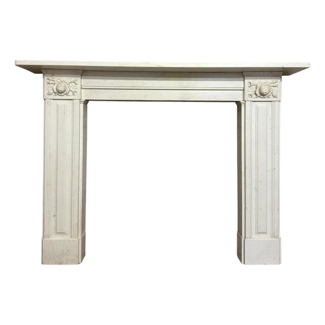 Large Antique Statuary White Marble Regency Fireplace Mantel, 1830 For Sale