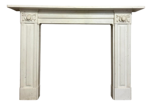 Large Antique Statuary White Marble Regency Fireplace Mantel, 1830