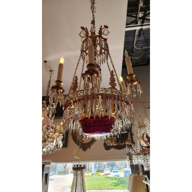 Traditional Early 19th Century Empire Style Gilt-Brass and Glass Chandelier For Sale - Image 3 of 9