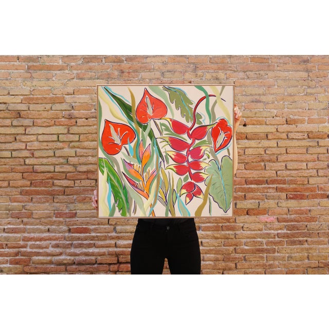 Paint 2023, Abstract Expressionist Botanical Painting of "Squared Tropical Garden", by Romina Milano For Sale - Image 7 of 7