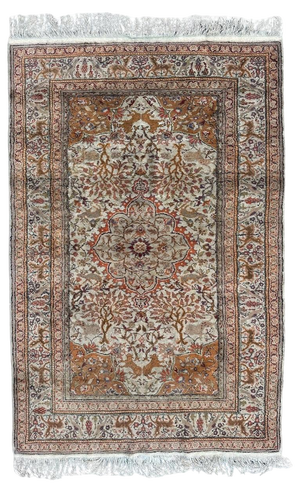 Vintage Silk Turkish Kayseri Rug, 1960s