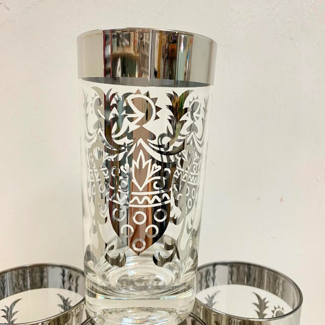 Silver Shield Glass Tumblers by Century Metalcraft 1960's- Set of 7 For Sale - Image 4 of 6