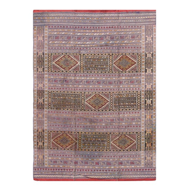 1980s Vintage Pasargad Moroccon Sumak Weave Rug - 6'8"x 9'5" For Sale