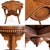 An elegant vintage game table crafted from richly grained walnut, featuring a distinctive organic, flower-inspired shape...