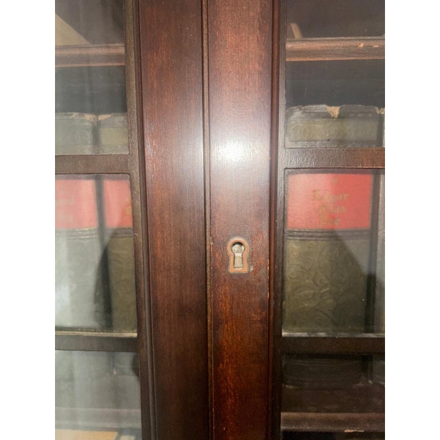 Brown Vintage Secretary Desk With Glass Hutch – Traditional Chippendale Style For Sale - Image 8 of 14