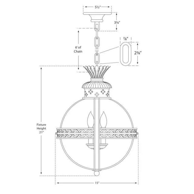 Traditional Chapman & Myers for Visual Comfort Signature Crown Top Banded Globe Lantern in Antique-Burnished Brass with Clear Glass For Sale - Image 3 of 3