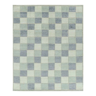 Rug & Kilim’s Scandinavian Style Rug With Geometric Patterns in Blue Tones For Sale