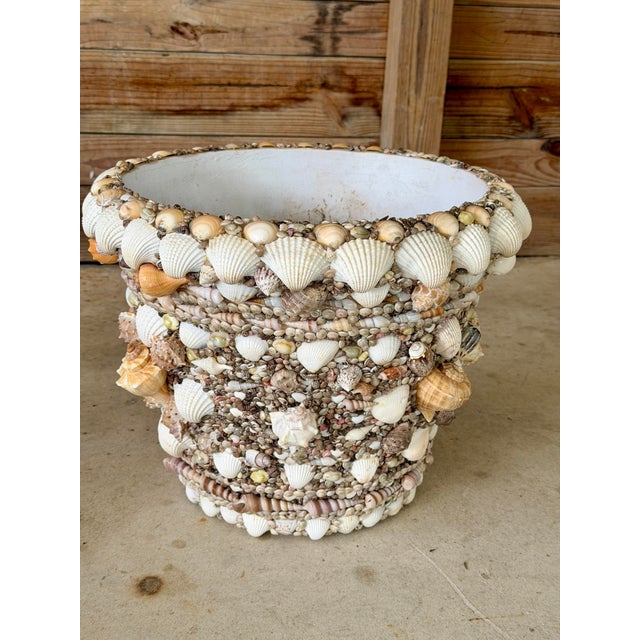 Vintage Hand-Applied Coastal Seashell Encrusted Resin Planter For Sale - Image 4 of 12
