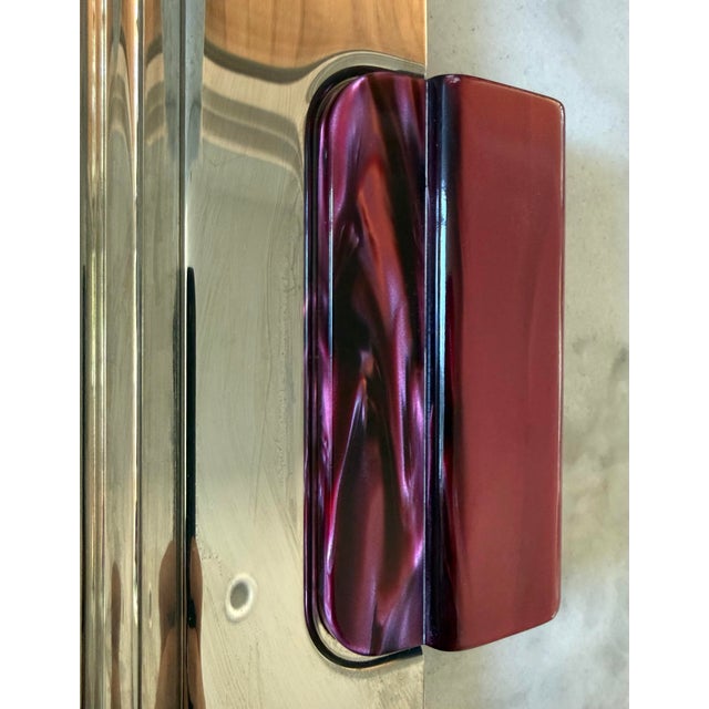 Metal Vintage French Art Deco Serving Tray by Jean Couzon For Sale - Image 7 of 11