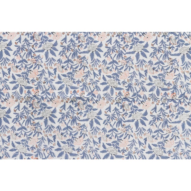 1990s Blue & Orange Spice, Hand Blockprint Cotton Coverlet For Sale - Image 5 of 7