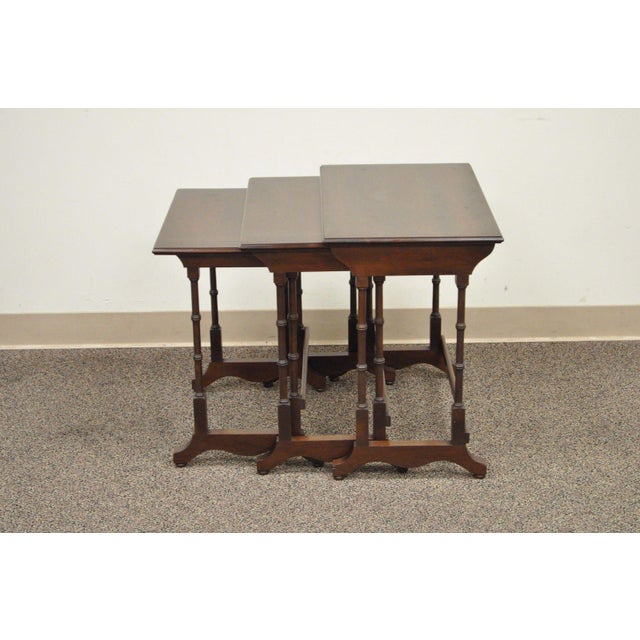 Vintage Ethan Allen Court Solid Cherry Nesting Nest of Side