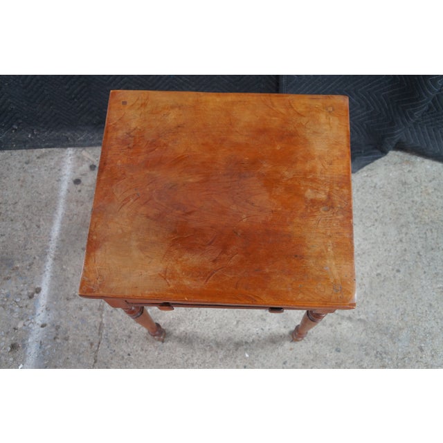 Antique Early American Country Farmhouse Cherry Parlor Side Table For Sale - Image 6 of 11