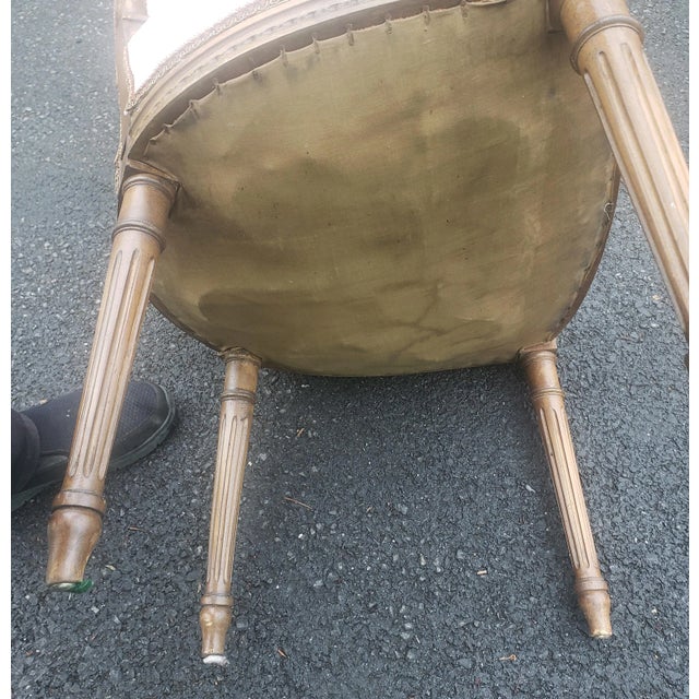 Early 20th Century Louis XV Mahogany and Giltwood Upholstered Armchair For Sale - Image 9 of 10