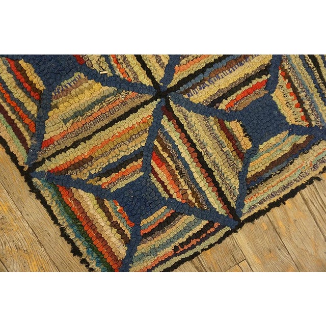 Textile Magnificent and Dimensional Desing of Varied Colors American Hooked Rug For Sale - Image 7 of 7