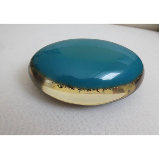 Metal Vintage Lucite/Resin Paperweight With Metal Shavings For Sale - Image 7 of 8