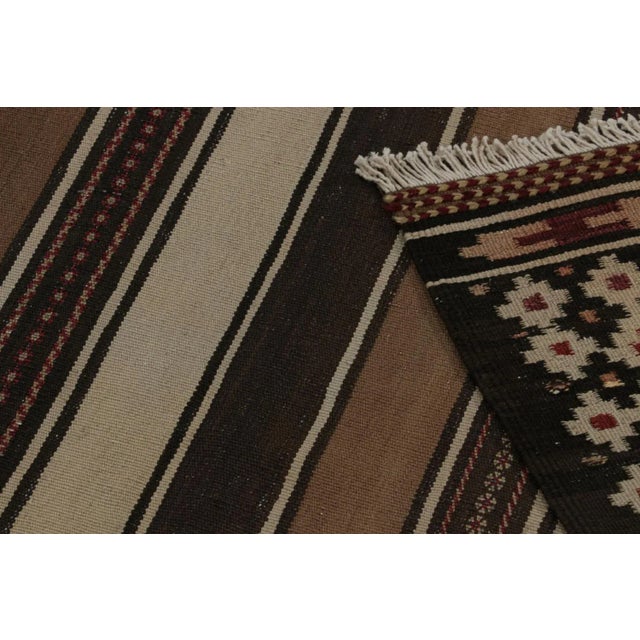 Textile 1950s Vintage Afghan Tribal Kilim Rug With Beige/Brown Stripes For Sale - Image 7 of 7