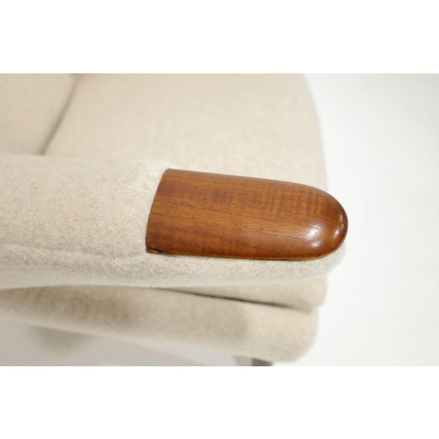 1950s Hans J. Wegner Ap19 Papa Bear Chair in Holly Hunt Alpaca For Sale - Image 5 of 12