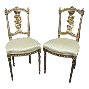 Louis XVI Gilded Accent Chairs/Pair