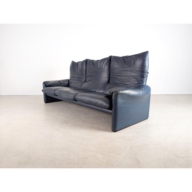 Blue Maralunga Sofa by Magistretti for Cassina For Sale - Image 8 of 12