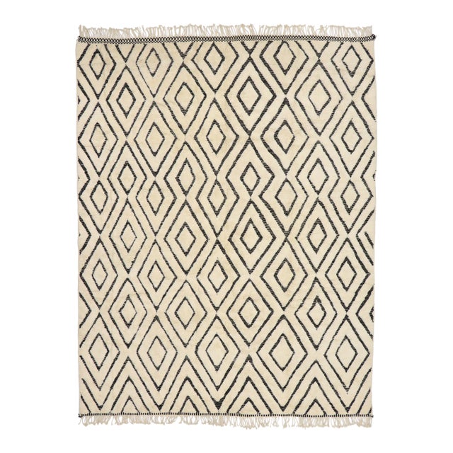 Organic Modern Beni Mrirt Moroccan Rug - 10'00 X 12'06 For Sale