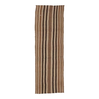 Striped Vintage Brown Kilim Runner - 2`7″ X 8`3″ Ft. For Sale