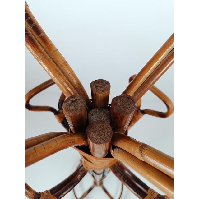 Brown Mid-Century Bamboo Cane & Rattan Coat Rack Stand, Italy, 1950s For Sale - Image 8 of 18