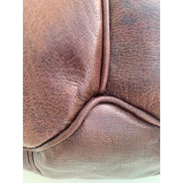 Metal Brown Coffee Moroccan Leather Pouf Cover For Sale - Image 7 of 10