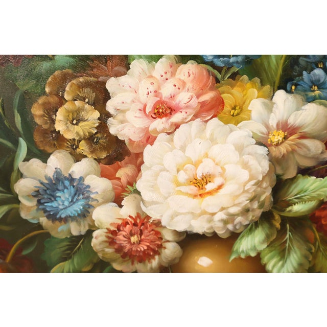 Oil Painting Botanical Still Life in Carved Wood Gold Leaf Frame Signed Heather For Sale - Image 13 of 18