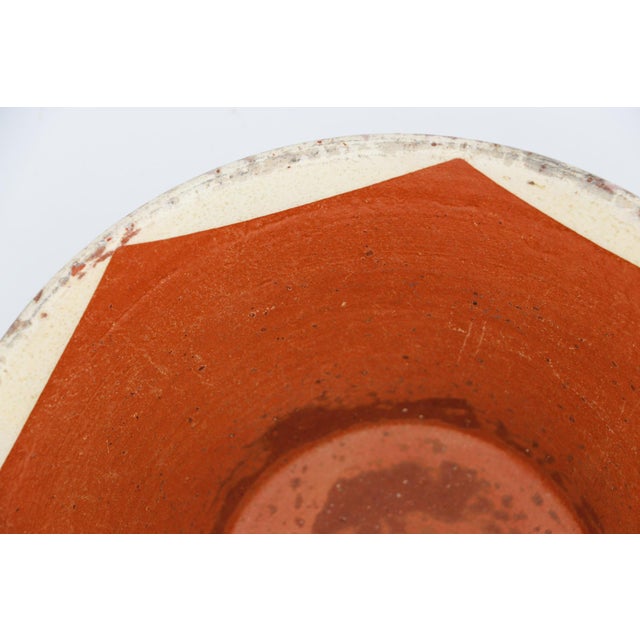 19th Century Portuguese Tan & Orange Terracotta Dairy Bowl, Earthenware For Sale - Image 4 of 11