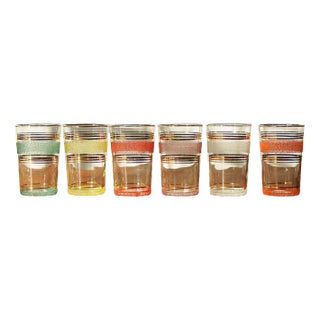 Frost & Gold Bands Glasses, 1950s, Set of 6, Set of 6 For Sale