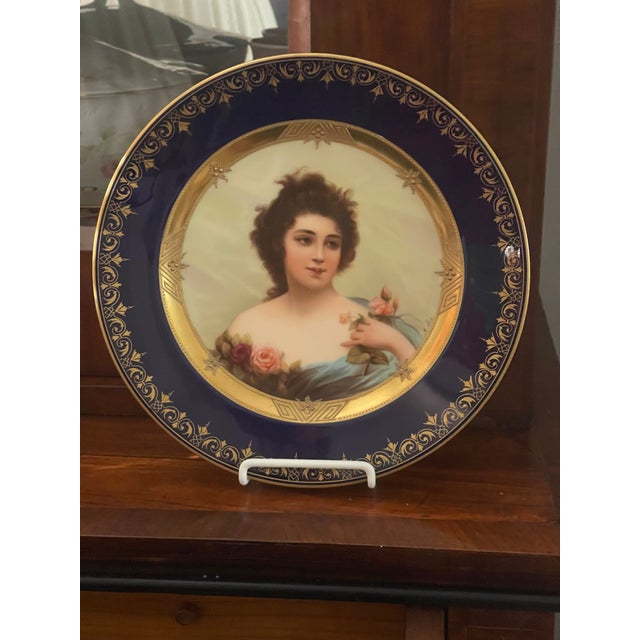 Antique Austrian Royal Vienna Porcelain Hand Painted Portrait Plate For Sale In Miami - Image 6 of 6