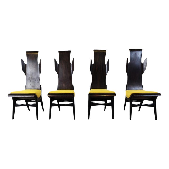 Mid-Century High Back Flame Dining Chairs from Dante Latorre, 1950s, Set of 4 For Sale