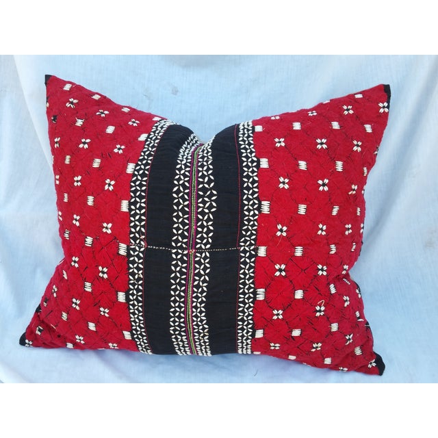 Burmese Black & Red Embroidered Seed Pillow Chairish