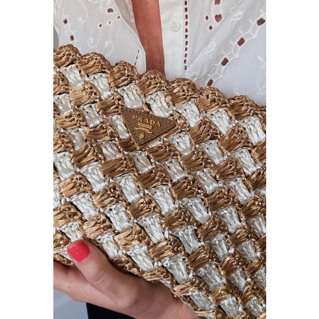Prada Vintage Prada Raffia Clutch For Sale - Image 4 of 10