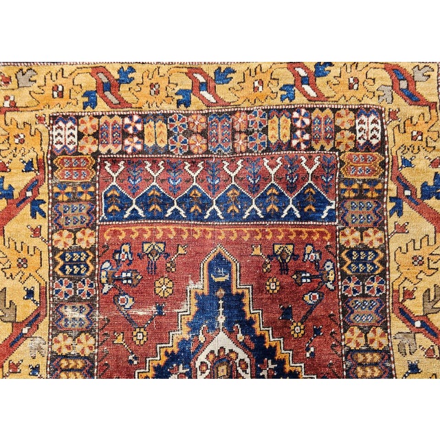 19th Century Handwoven Anatolian Village Area Rug, Wool, Red & Navy, 3' x 5' For Sale - Image 12 of 18