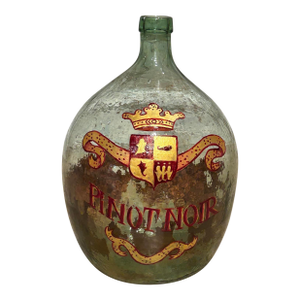 Hand Painted Antique Demi John Bottle From Normandy, France, ‘Pinot Noir’, Original Crate