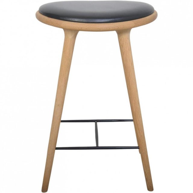 Mater Bar Stool in Oak and Black Leather, 2020 For Sale - Image 9 of 9