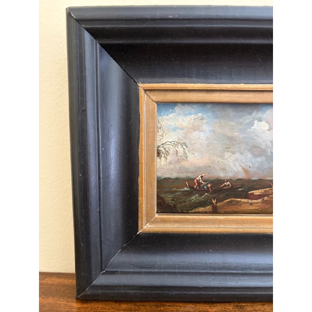 Antique Italian Capriccio Framed Oil Painting of Landscape With Ruins Attributed to Francesco Guardi For Sale - Image 4 of 11