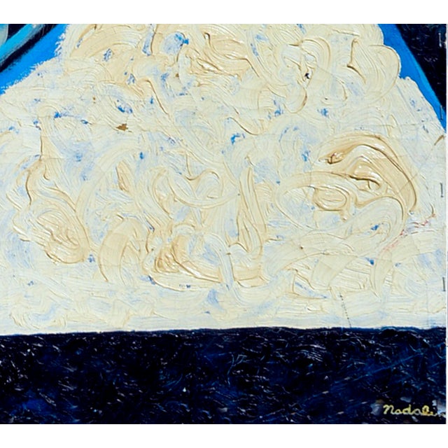 Textile Mid Century Yellow and Blue Large Scale Abstract by Louis Earnest Nadalini For Sale - Image 7 of 7