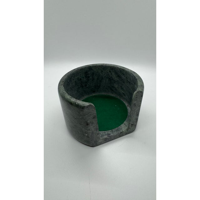 1980's Jade Green Marble Coaster Set - 7 Piece For Sale - Image 10 of 11