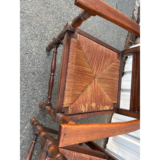 Neo-Renaissance Henri II Style Armchairs in Sculpted Oak with Woven Rush Seats, Late 19th Century, Set of 4 For Sale - Image 18 of 18